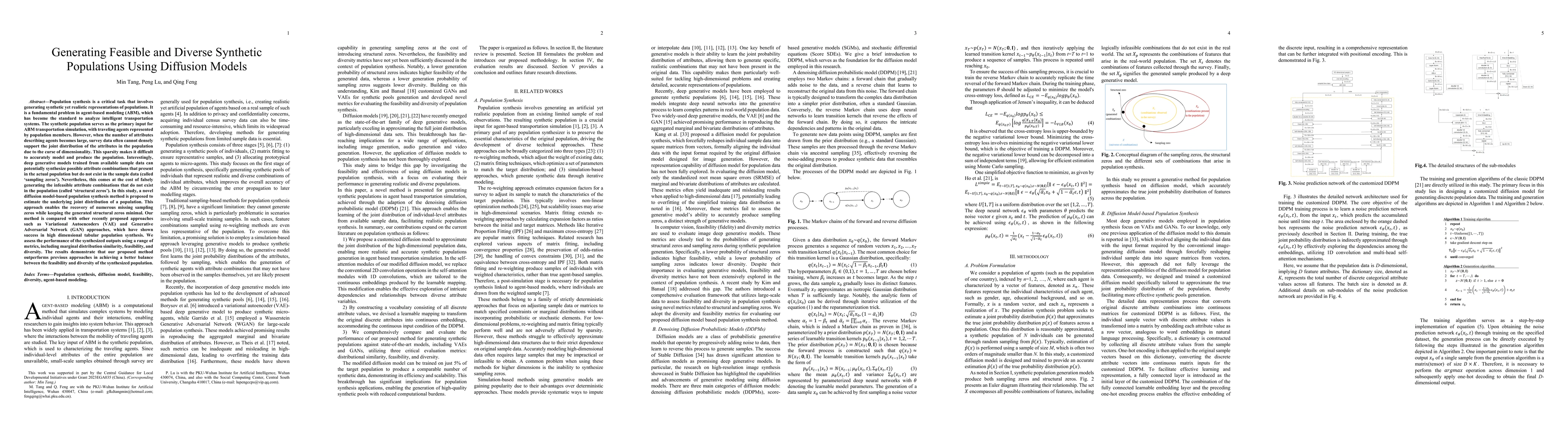 Thumbnail for Generating Feasible and Diverse Synthetic Populations Using Diffusion
  Models
