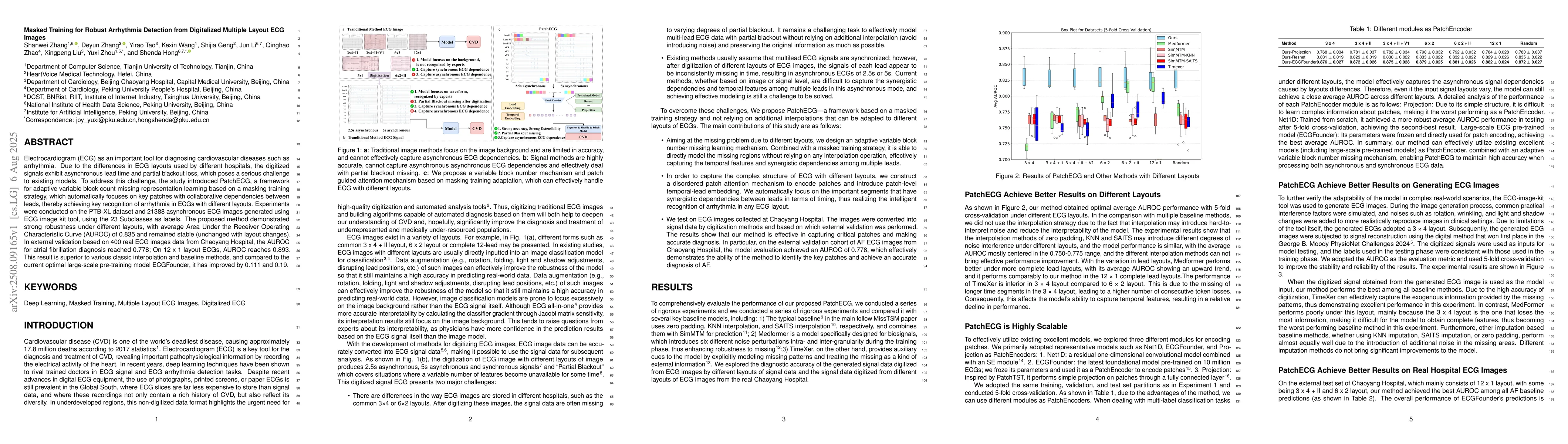 Thumbnail for Masked Training for Robust Arrhythmia Detection from Digitalized
  Multiple Layout ECG Images