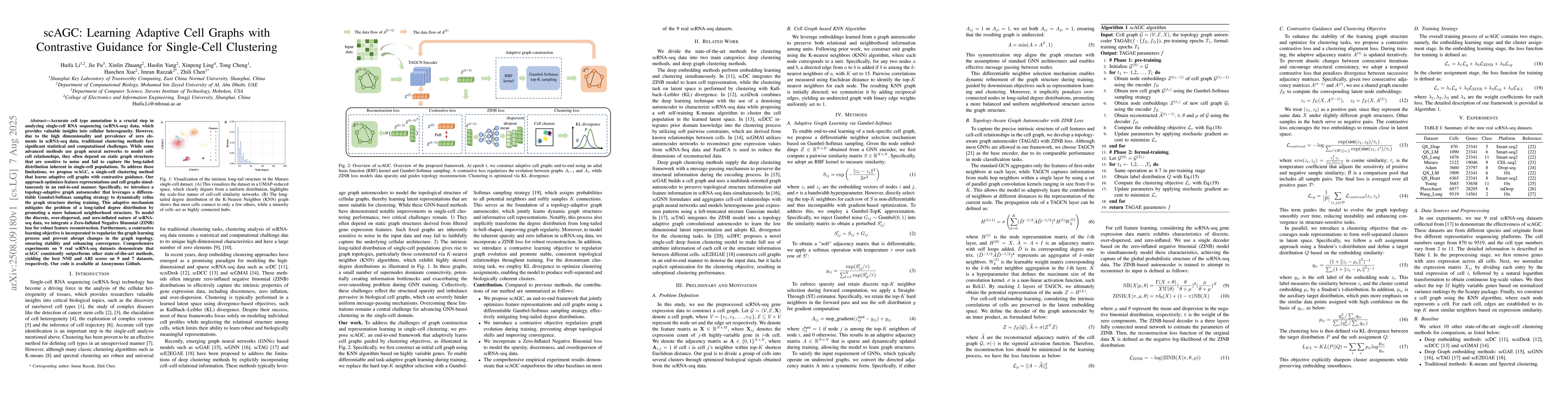 Thumbnail for scAGC: Learning Adaptive Cell Graphs with Contrastive Guidance for
  Single-Cell Clustering