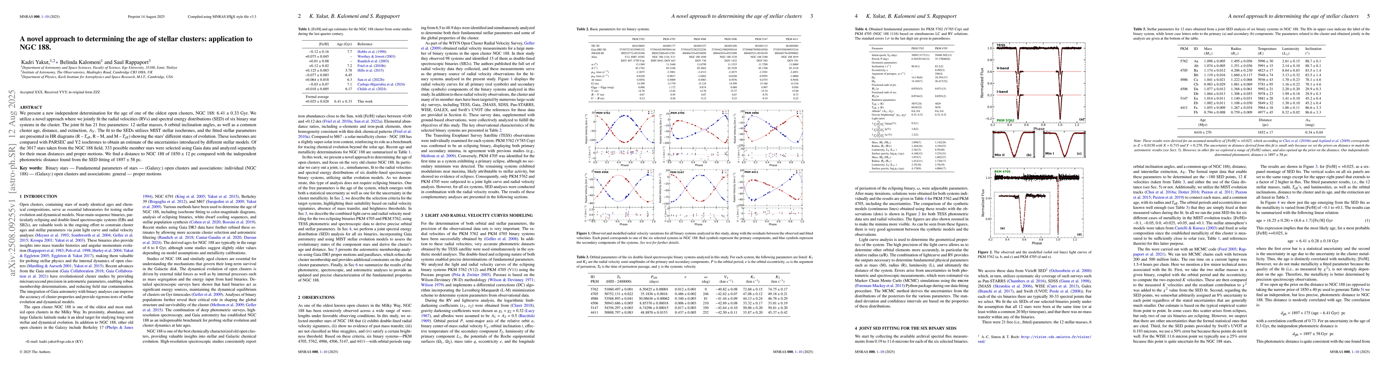 Thumbnail for A novel approach to determining the age of stellar clusters: application
  to NGC 188