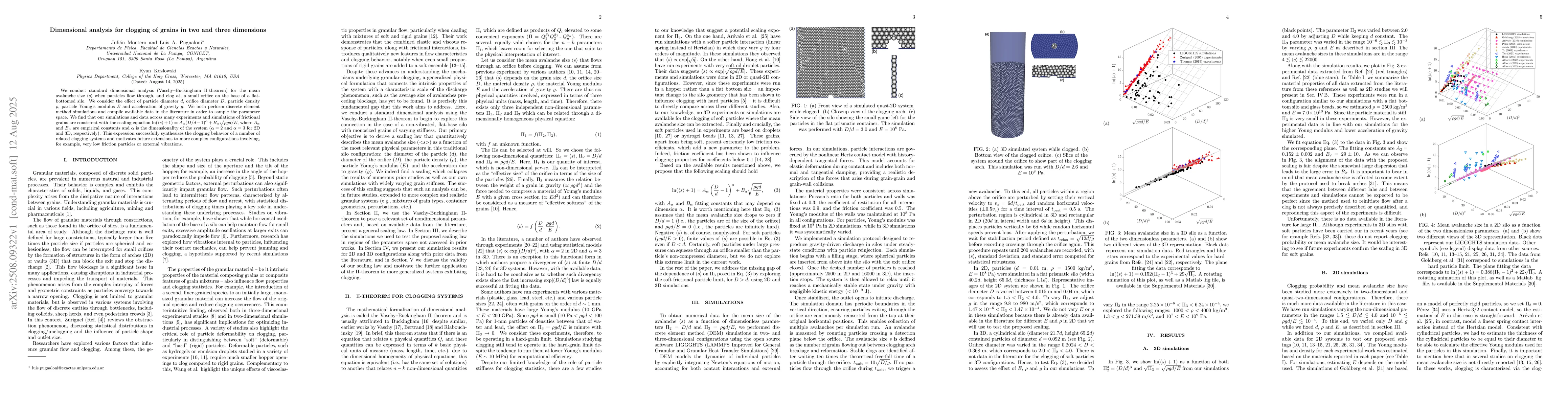Thumbnail for Dimensional analysis for clogging of grains in two and three dimensions