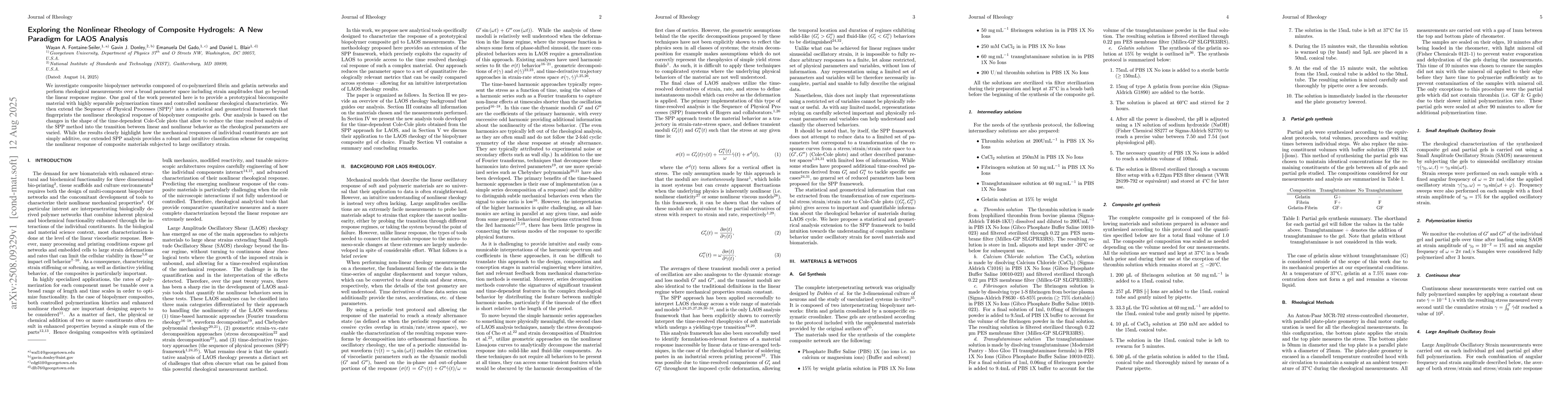 Thumbnail for Exploring the Nonlinear Rheology of Composite Hydrogels: A New Paradigm
  for LAOS Analysis