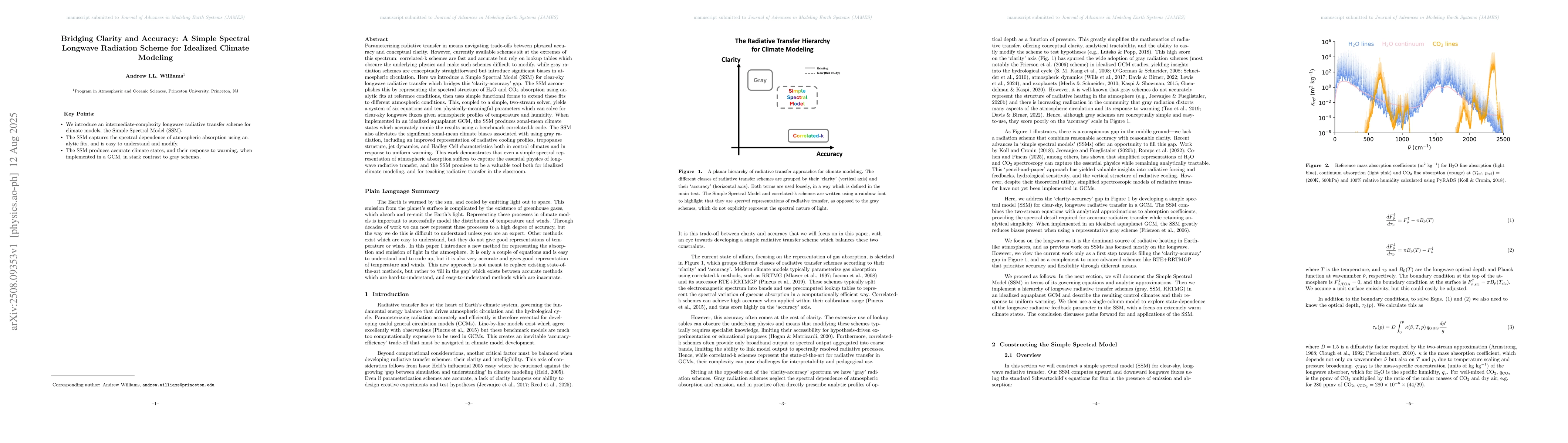 Thumbnail for Bridging Clarity and Accuracy: A Simple Spectral Longwave Radiation
  Scheme for Idealized Climate Modeling