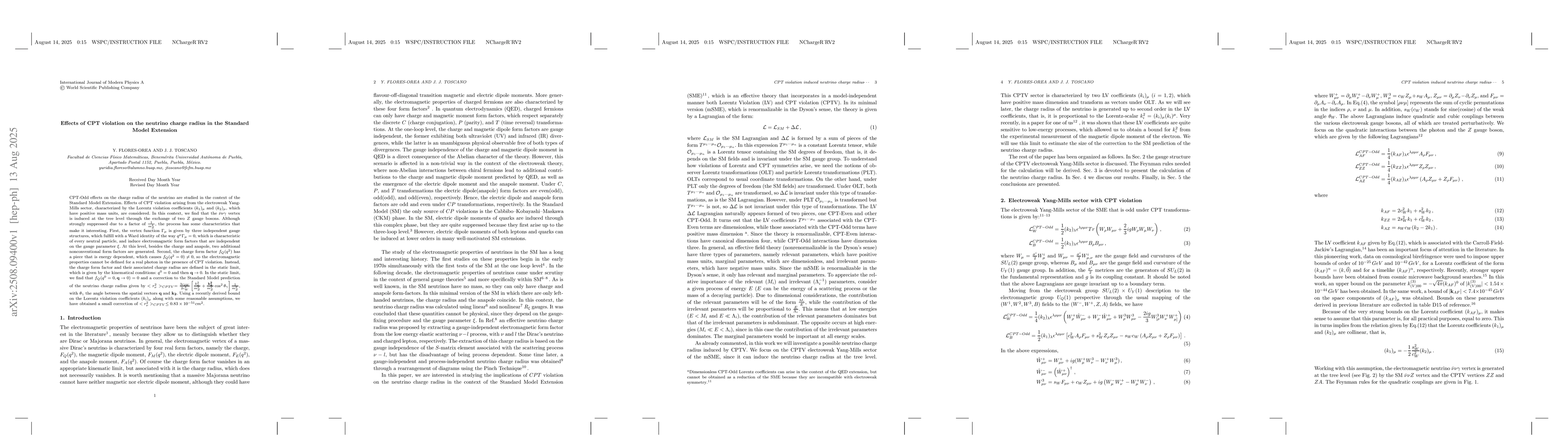 Thumbnail for Effects of CPT violation on the neutrino charge radius in the Standard
  Model Extension
