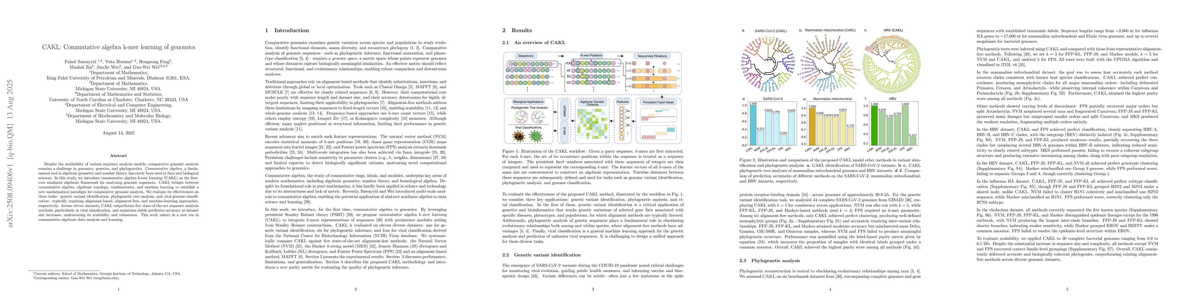 Thumbnail for CAKL: Commutative algebra k-mer learning of genomics