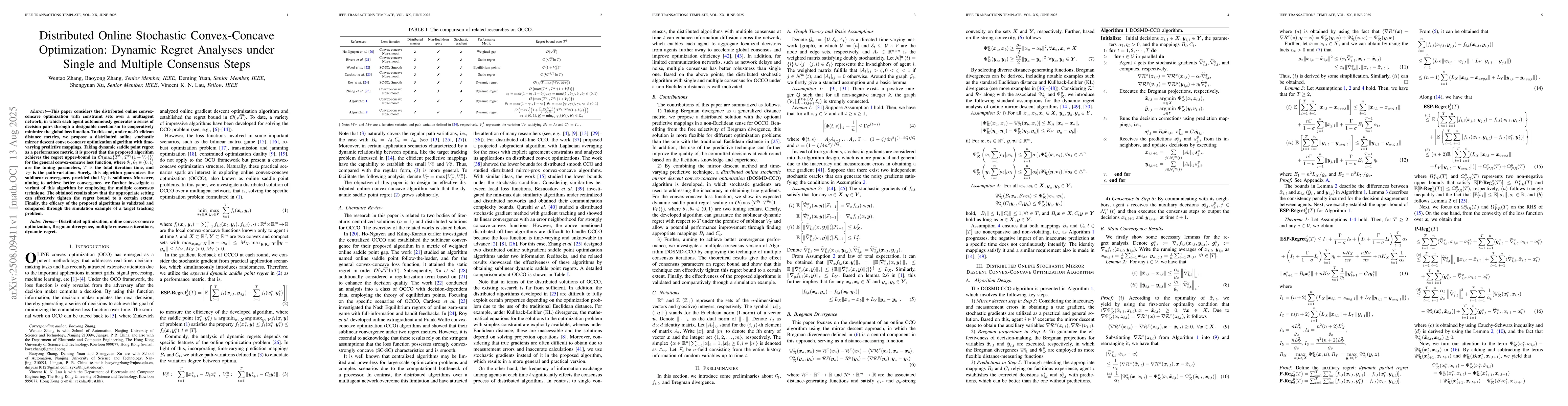 Thumbnail for Distributed Online Stochastic Convex-Concave Optimization: Dynamic
  Regret Analyses under Single and Multiple Consensus Steps