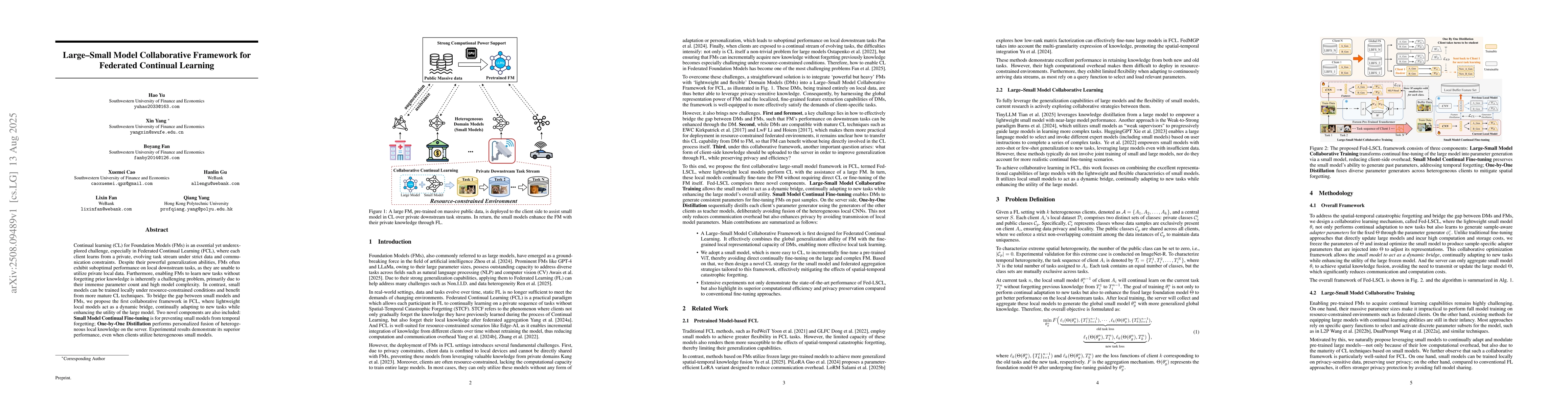Thumbnail for Large-Small Model Collaborative Framework for Federated Continual
  Learning