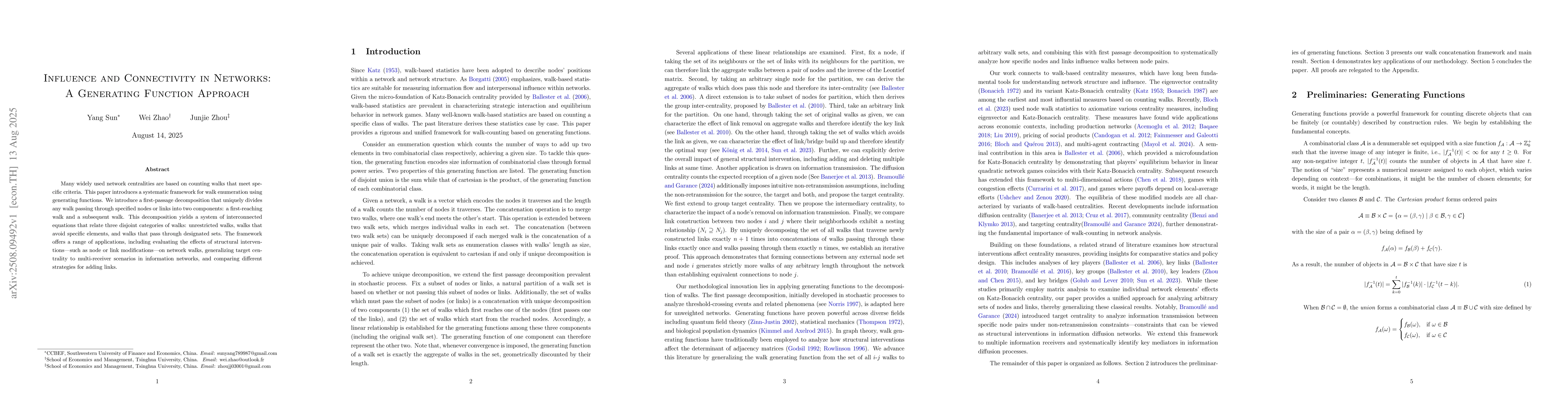 Thumbnail for Influence and Connectivity in Networks: A Generating Function Approach