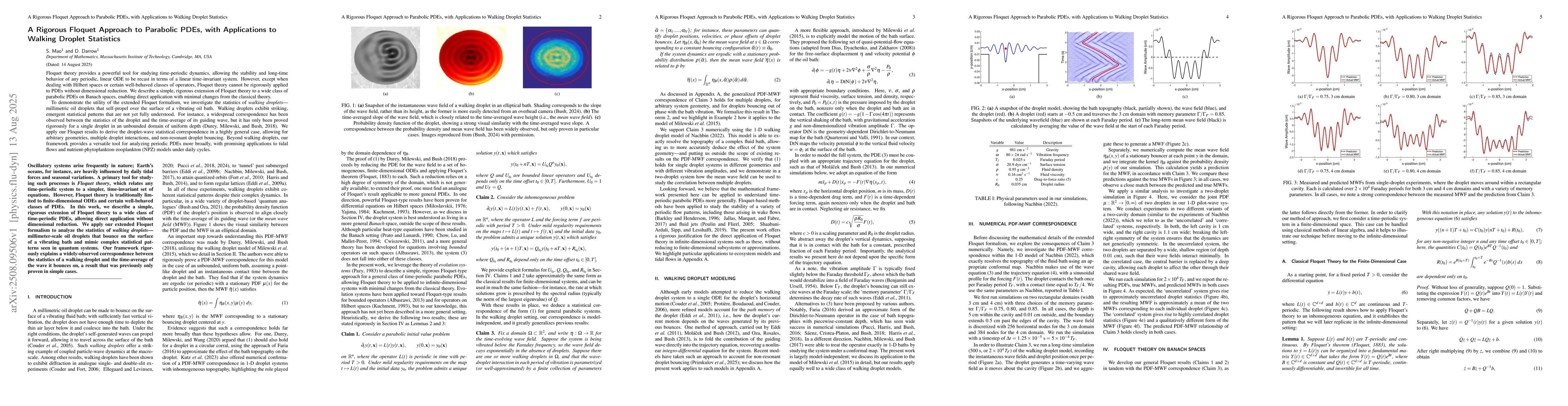 Thumbnail for A Rigorous Floquet Approach to Parabolic PDEs, with Applications to
  Walking Droplet Statistics