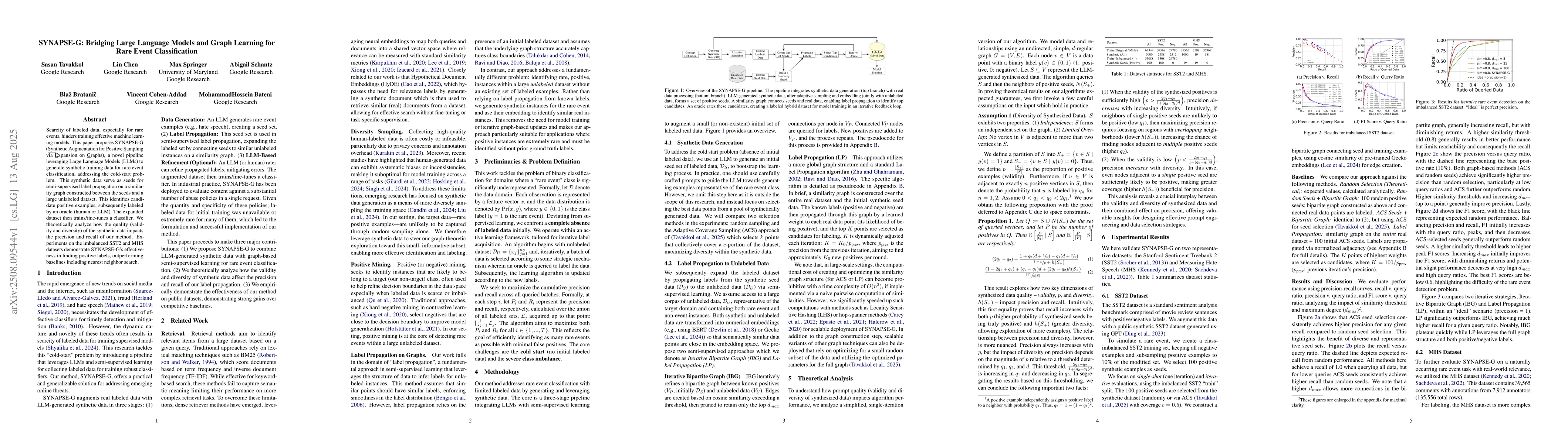 Thumbnail for SYNAPSE-G: Bridging Large Language Models and Graph Learning for Rare
  Event Classification