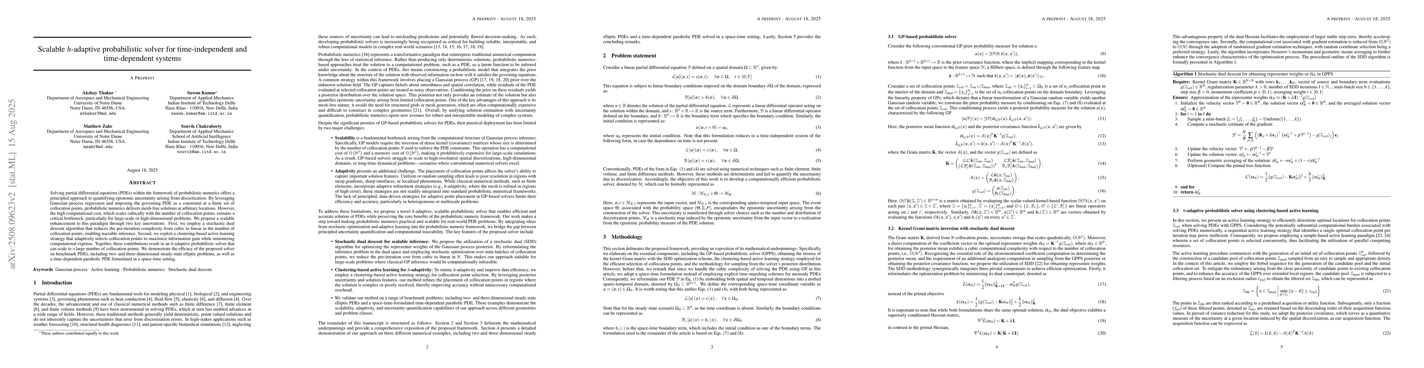 Thumbnail for Scalable h-adaptive probabilistic solver for time-independent and
  time-dependent systems