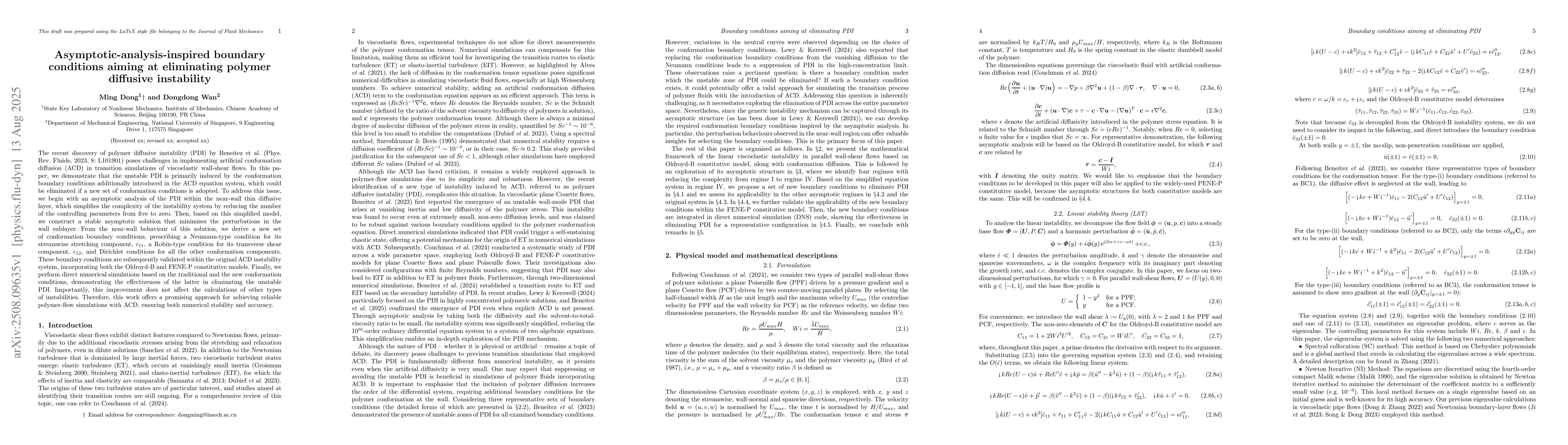 Thumbnail for Asymptotic-analysis-inspired boundary conditions aiming at eliminating
  polymer diffusive instability