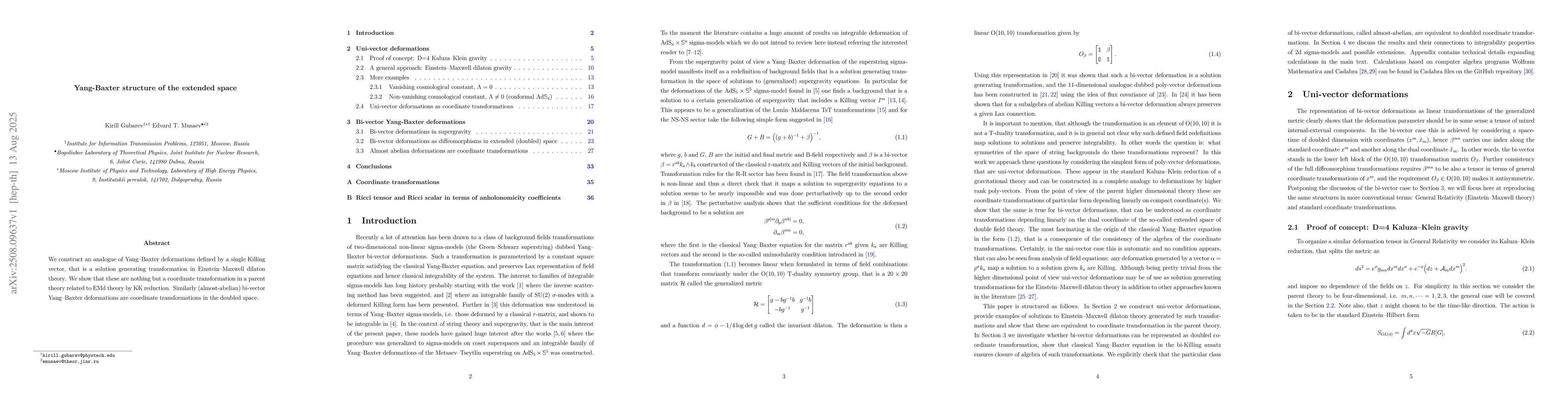 Thumbnail for Yang-Baxter structure of the extended space