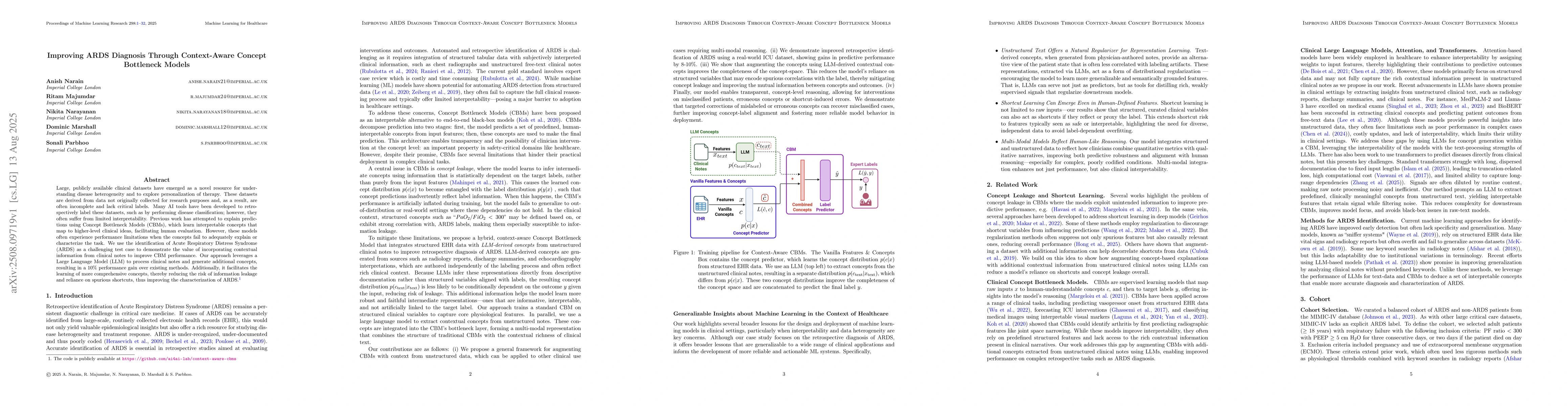 Thumbnail for Improving ARDS Diagnosis Through Context-Aware Concept Bottleneck Models