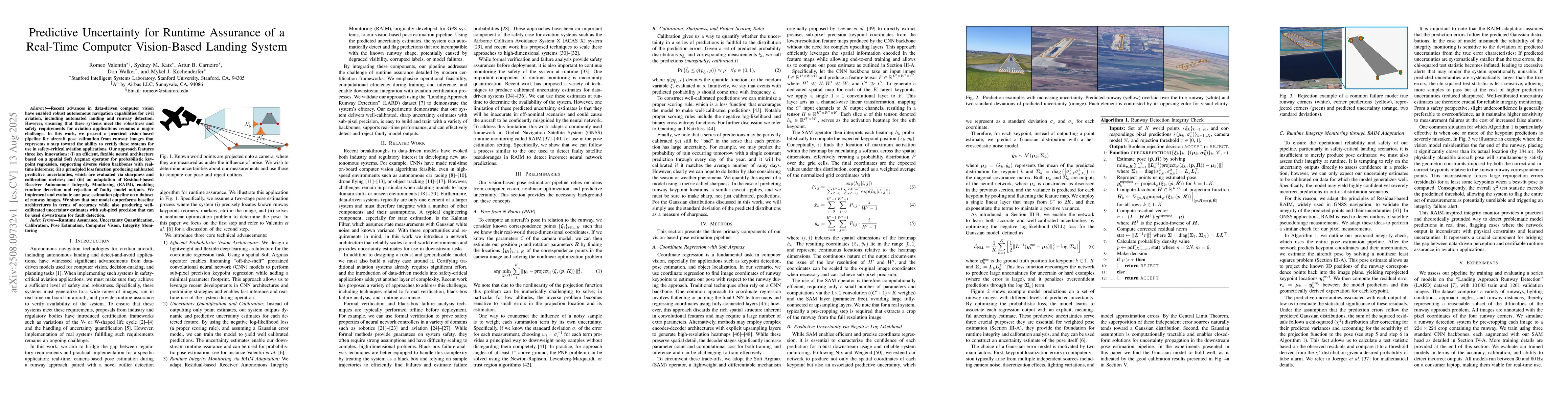 Thumbnail for Predictive Uncertainty for Runtime Assurance of a Real-Time Computer
  Vision-Based Landing System