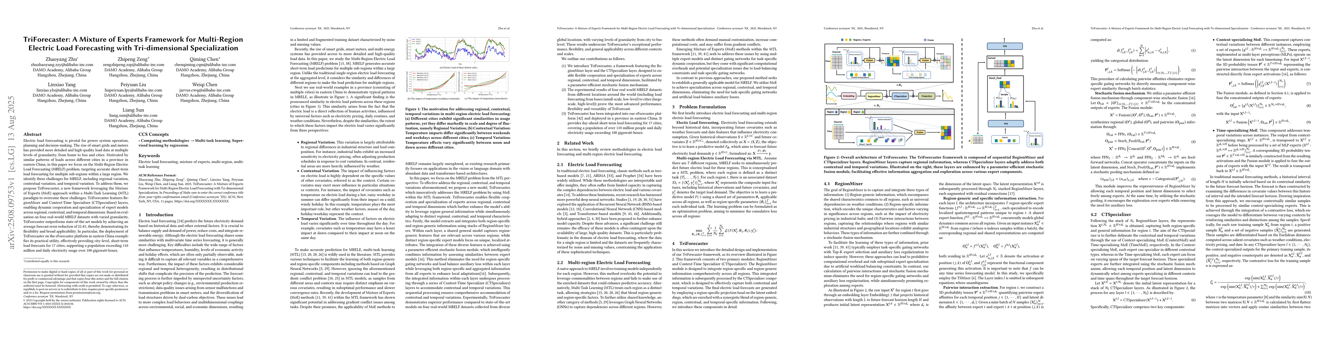 Thumbnail for TriForecaster: A Mixture of Experts Framework for Multi-Region Electric
  Load Forecasting with Tri-dimensional Specialization