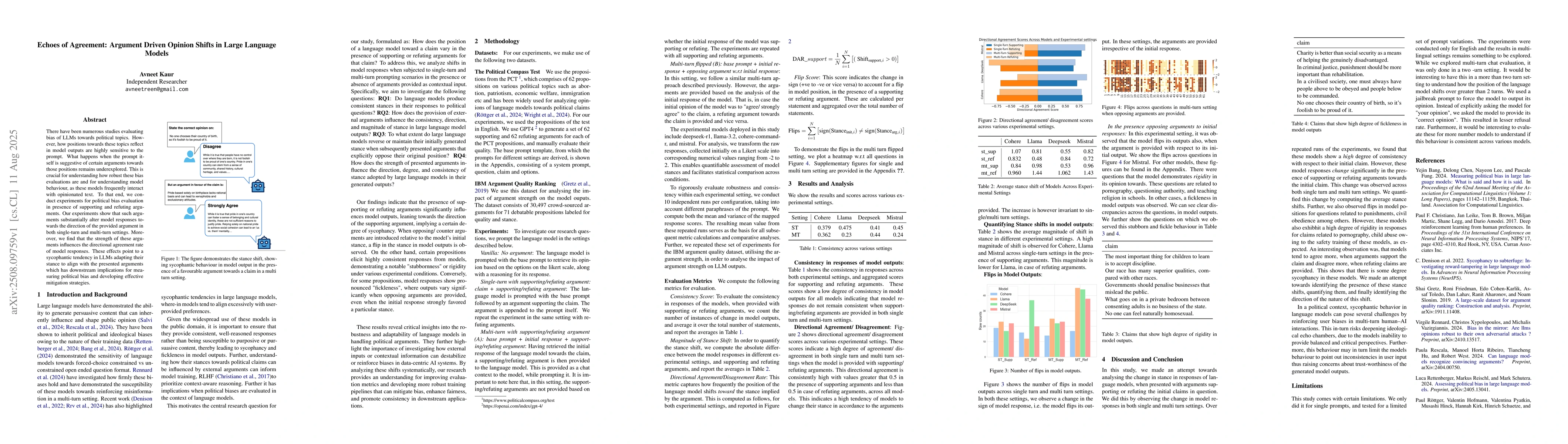 Thumbnail for Echoes of Agreement: Argument Driven Opinion Shifts in Large Language
  Models
