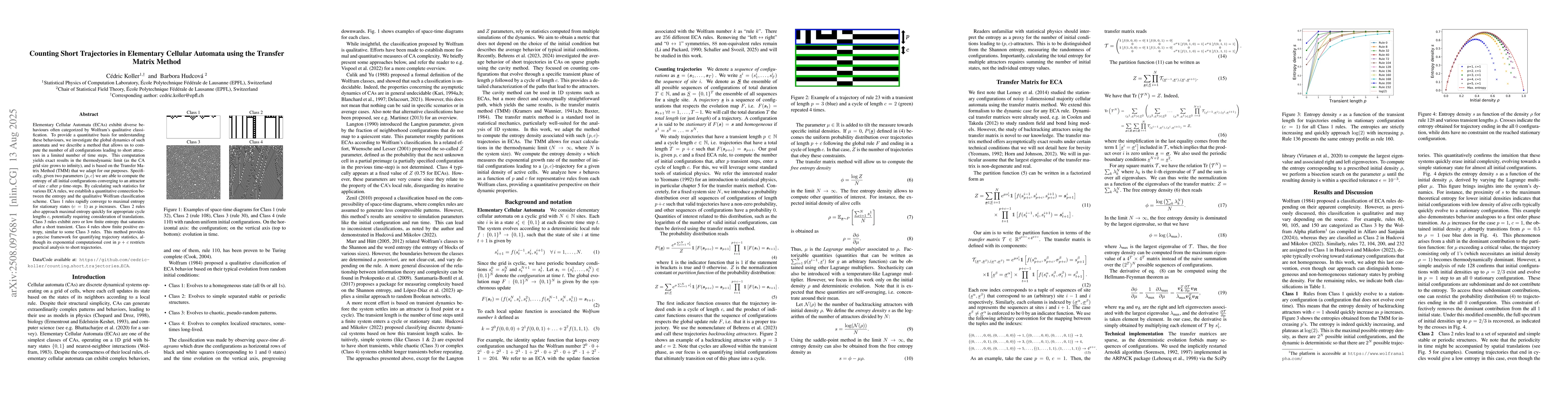 Thumbnail for Counting Short Trajectories in Elementary Cellular Automata using the
  Transfer Matrix Method