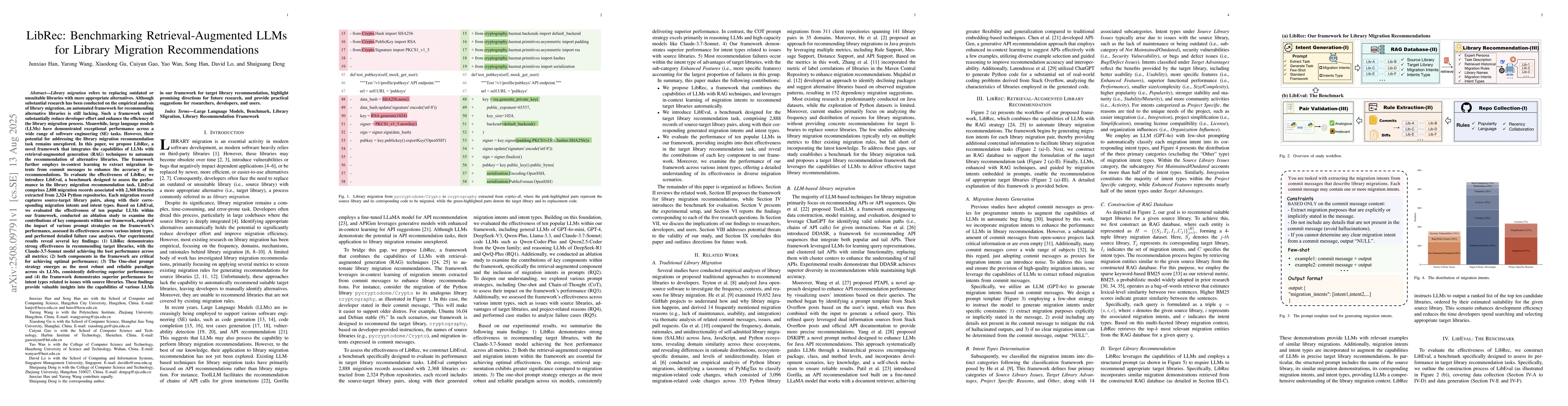 Thumbnail for LibRec: Benchmarking Retrieval-Augmented LLMs for Library Migration
  Recommendations