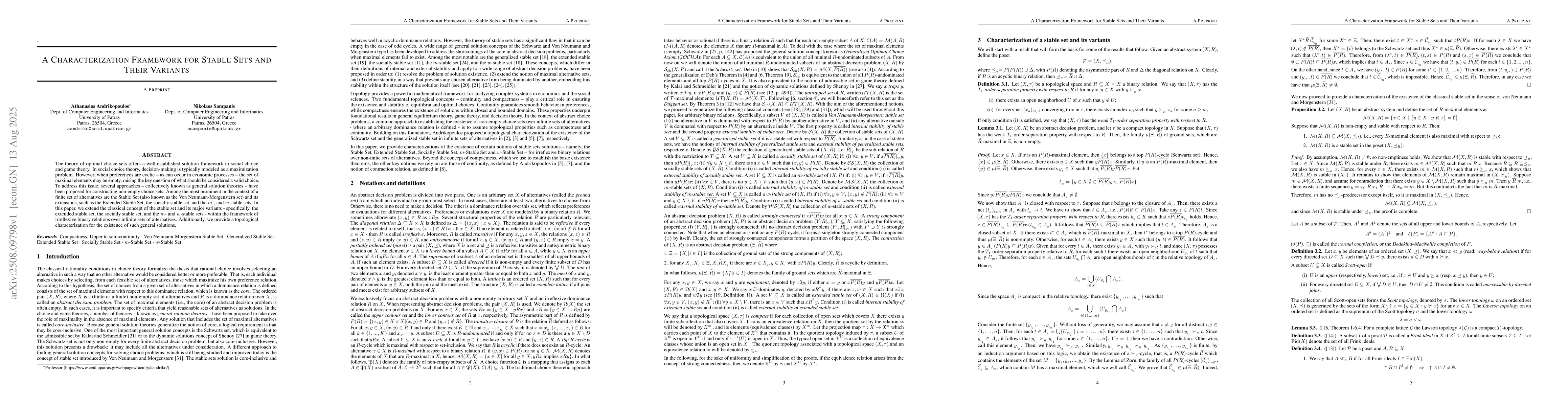 Thumbnail for A Characterization Framework for Stable Sets and Their Variants