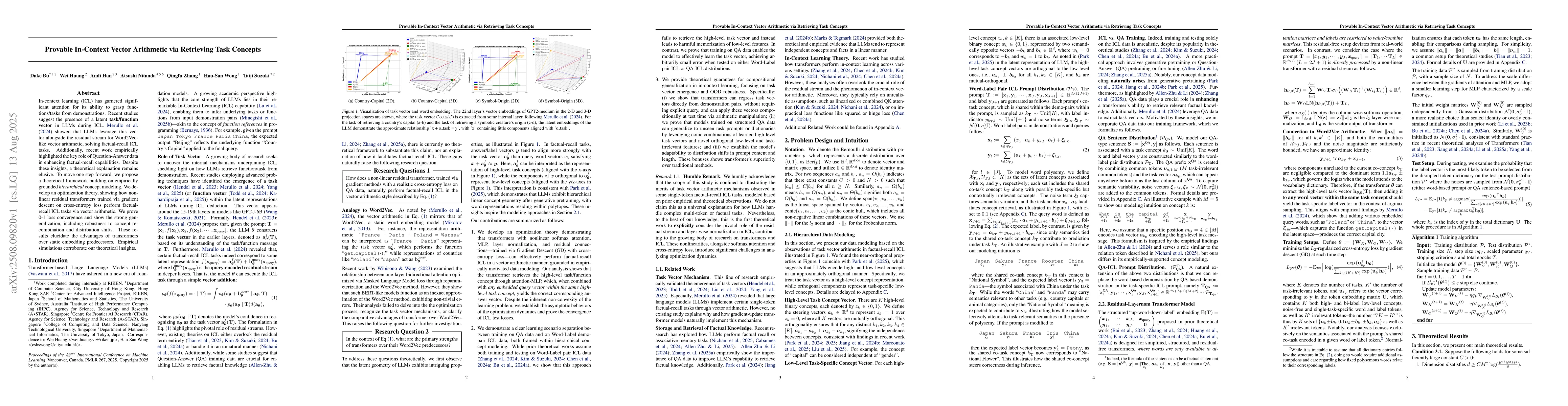 Thumbnail for Provable In-Context Vector Arithmetic via Retrieving Task Concepts