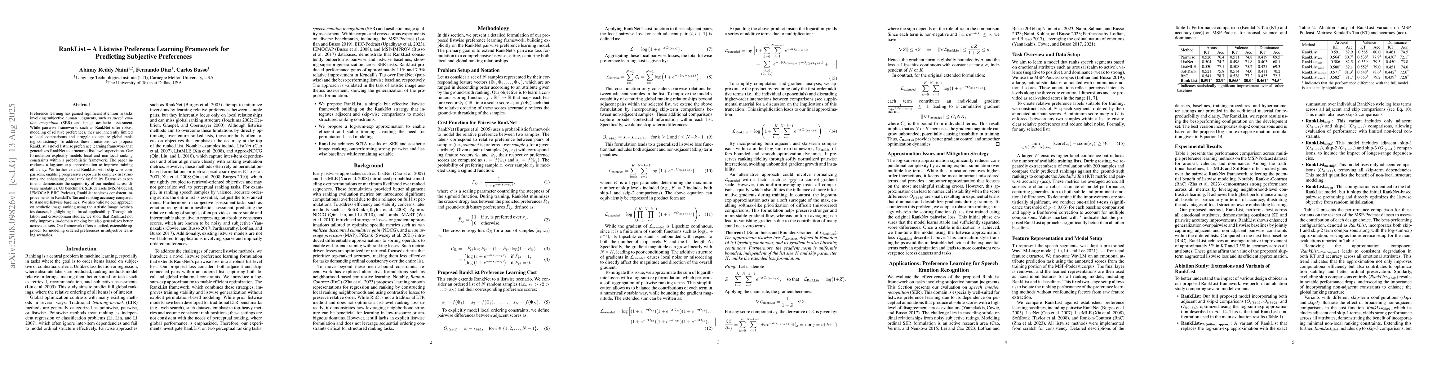 Thumbnail for RankList -- A Listwise Preference Learning Framework for Predicting
  Subjective Preferences