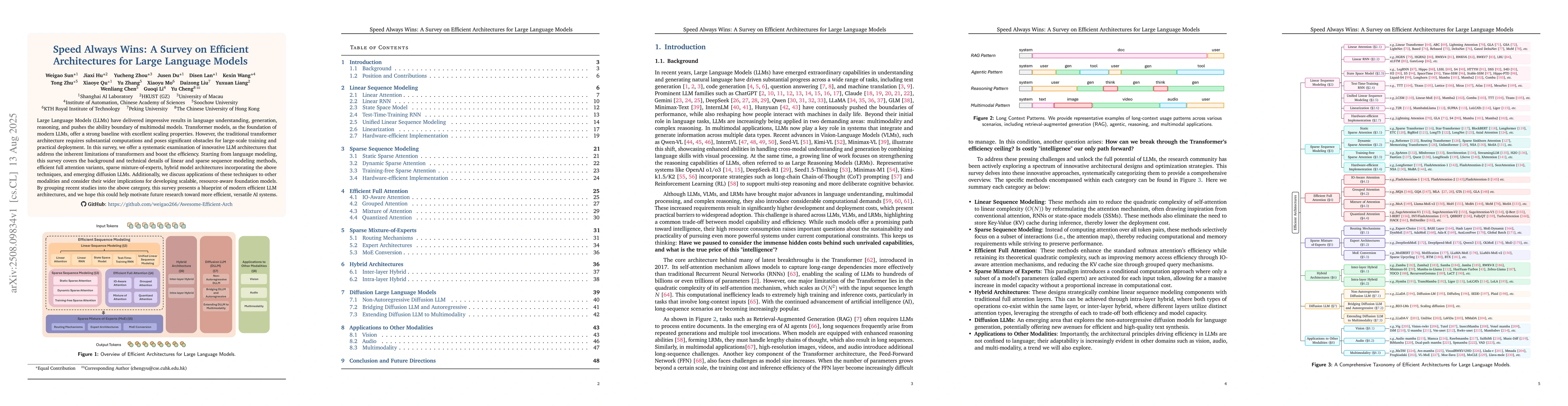 Thumbnail for Speed Always Wins: A Survey on Efficient Architectures for Large
  Language Models