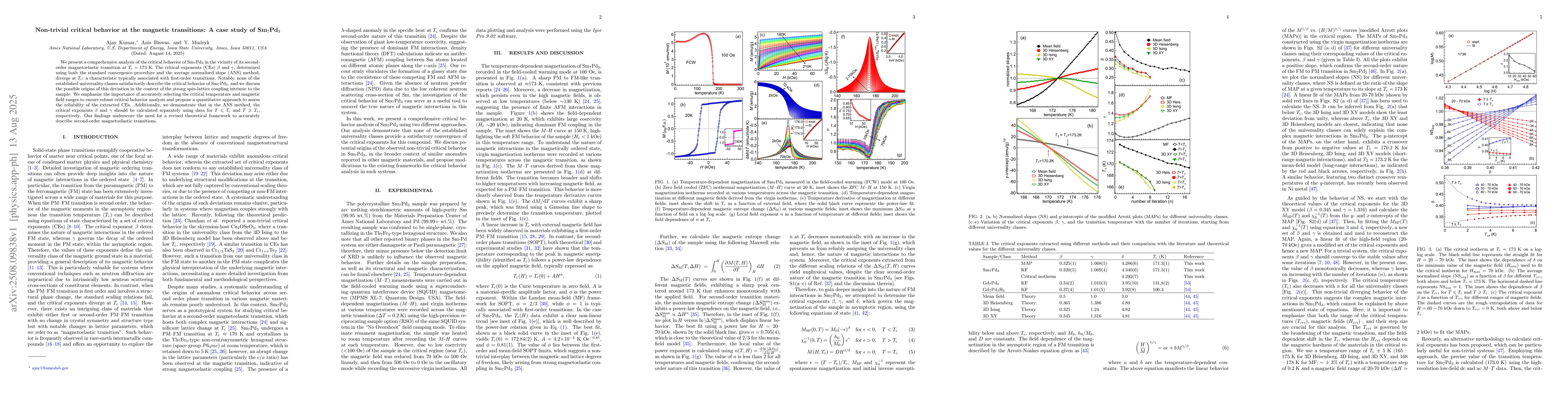 Thumbnail for Non-trivial critical behavior at the magnetic transitions: A case study
  of Sm$_7$Pd$_3$