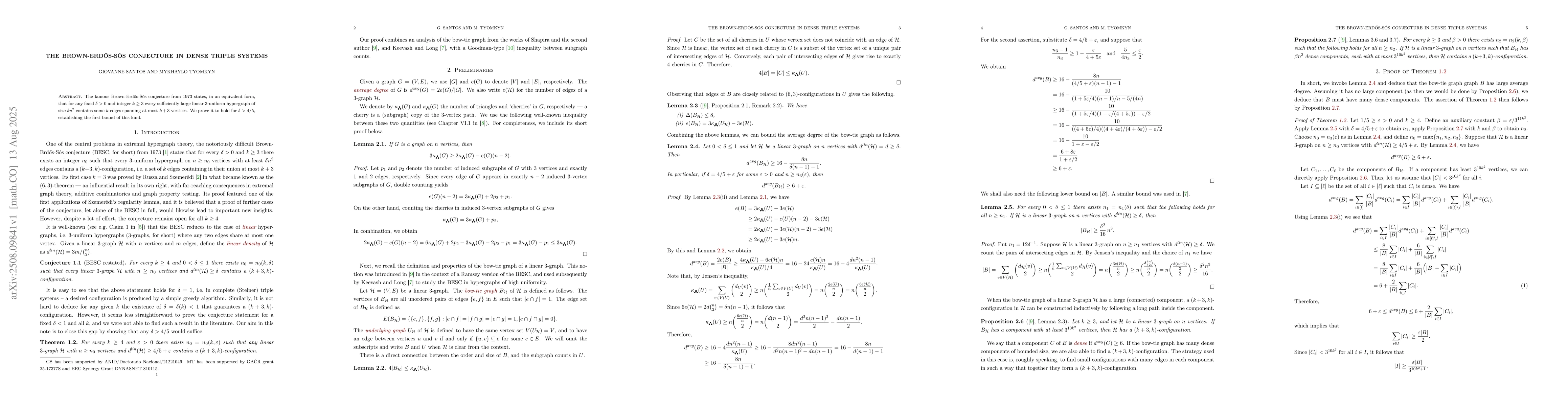 Thumbnail for The Brown-Erdős-Sós conjecture in dense triple systems