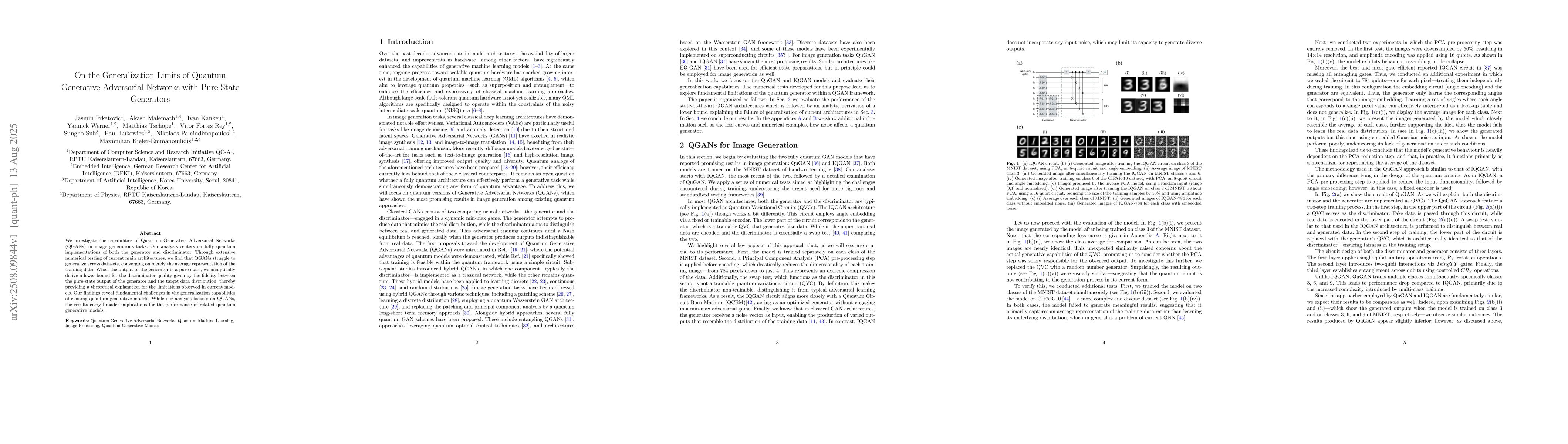 Thumbnail for On the Generalization Limits of Quantum Generative Adversarial Networks
  with Pure State Generators