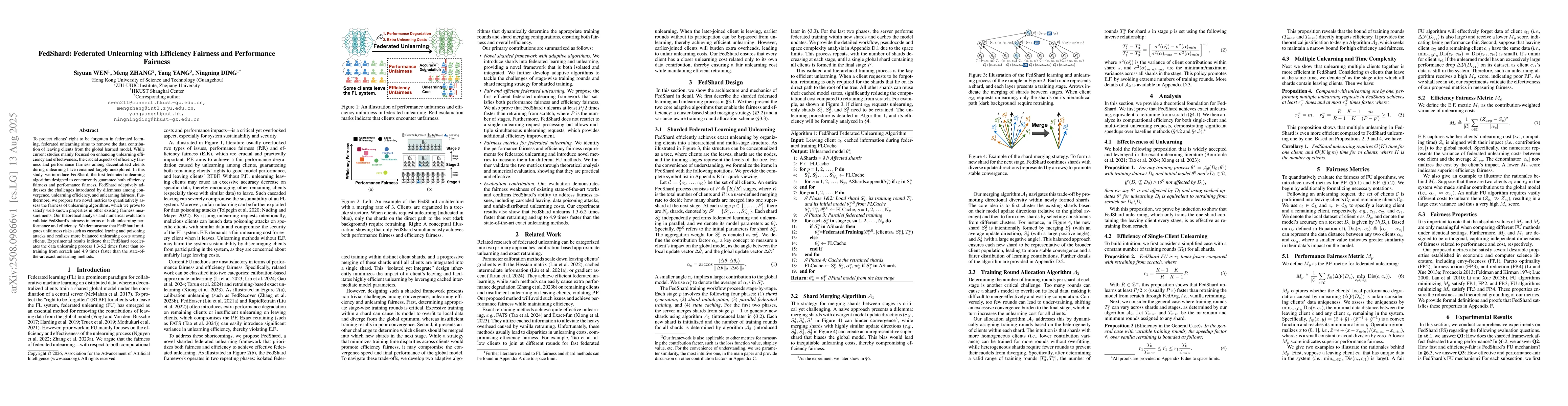 Thumbnail for FedShard: Federated Unlearning with Efficiency Fairness and Performance
  Fairness