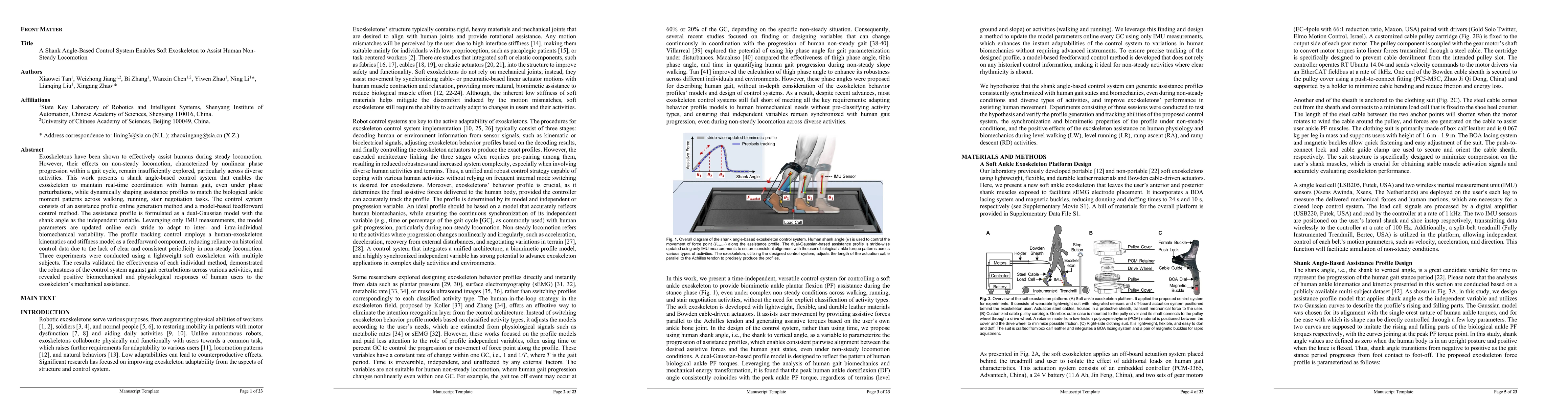 Thumbnail for A Shank Angle-Based Control System Enables Soft Exoskeleton to Assist
  Human Non-Steady Locomotion