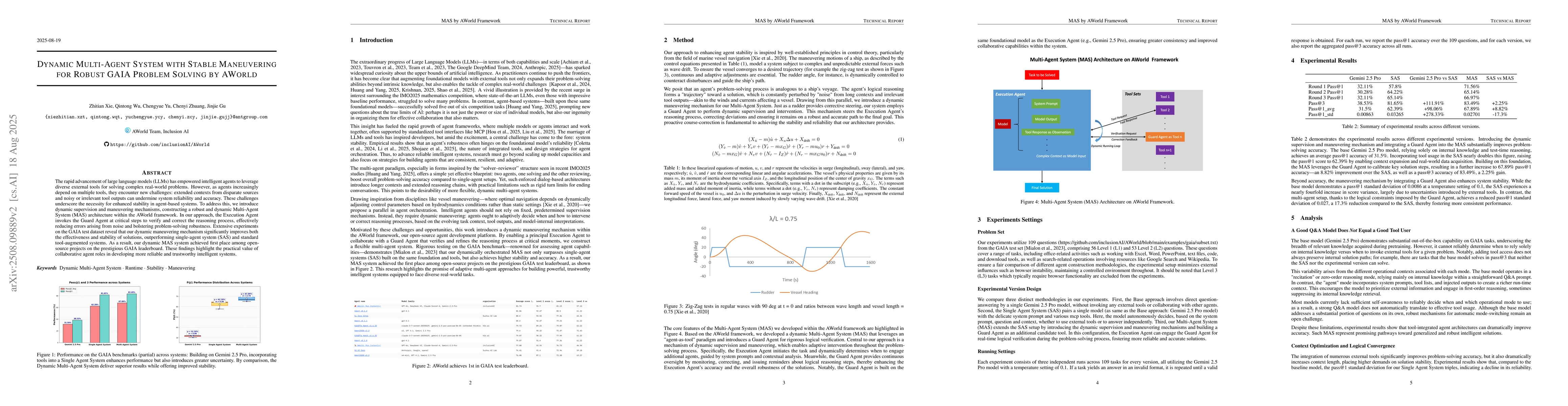Thumbnail for Dynamic Multi-Agent System with Stable Maneuvering for Robust GAIA
  Problem Solving by AWorld