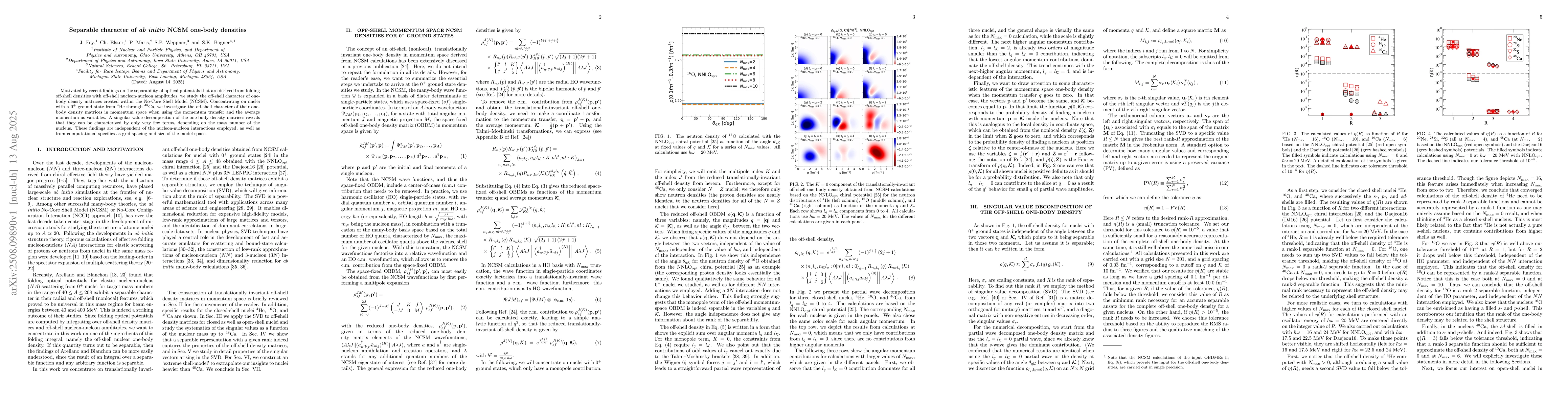 Thumbnail for Separable character of ab initio NCSM one-body densities