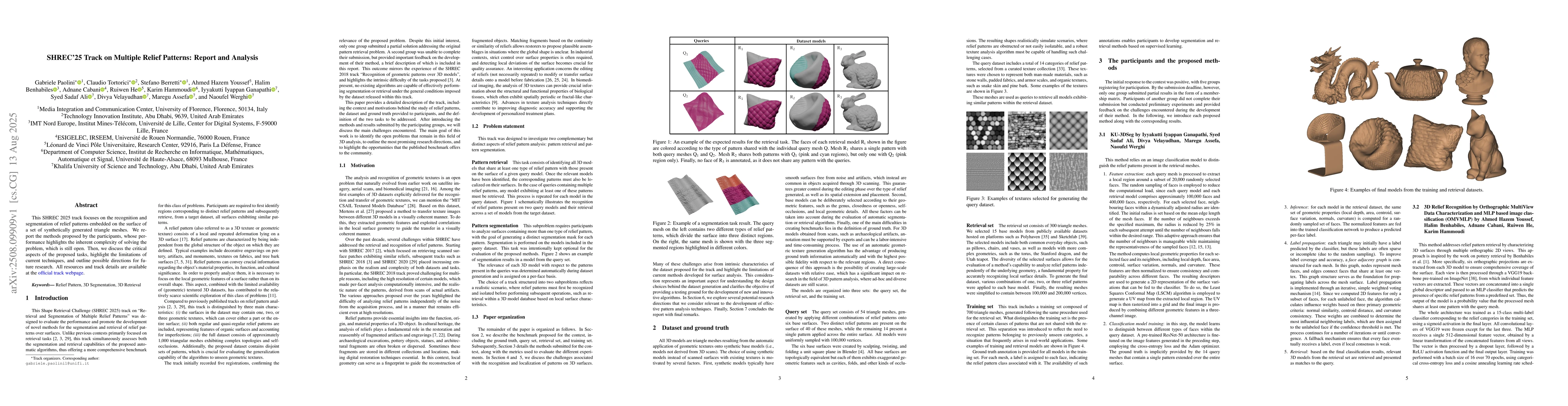 Thumbnail for SHREC'25 Track on Multiple Relief Patterns: Report and Analysis