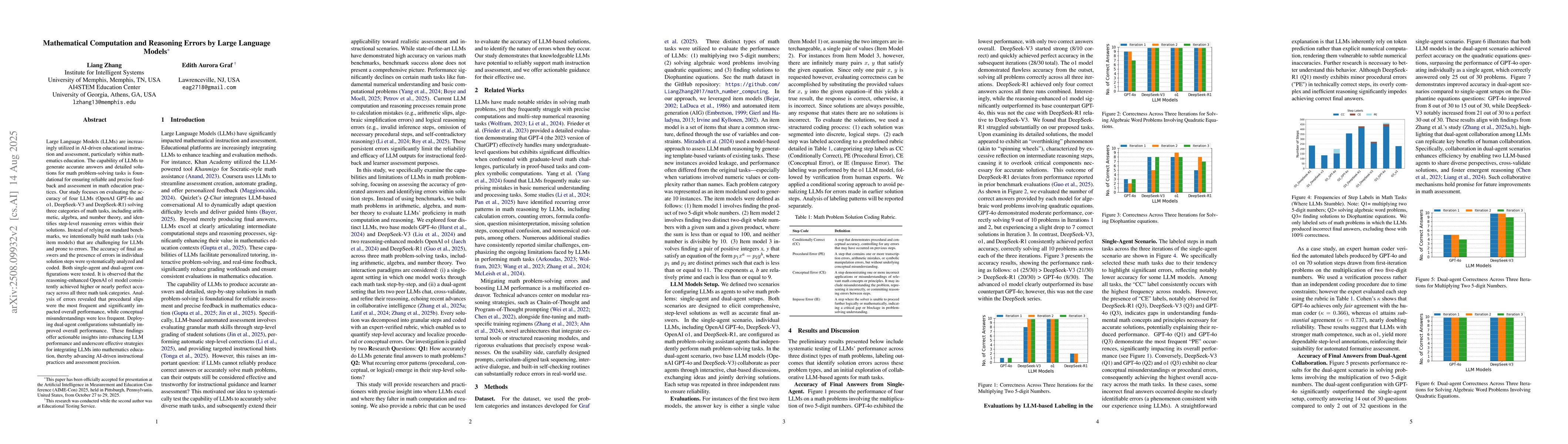 Thumbnail for Mathematical Computation and Reasoning Errors by Large Language Models