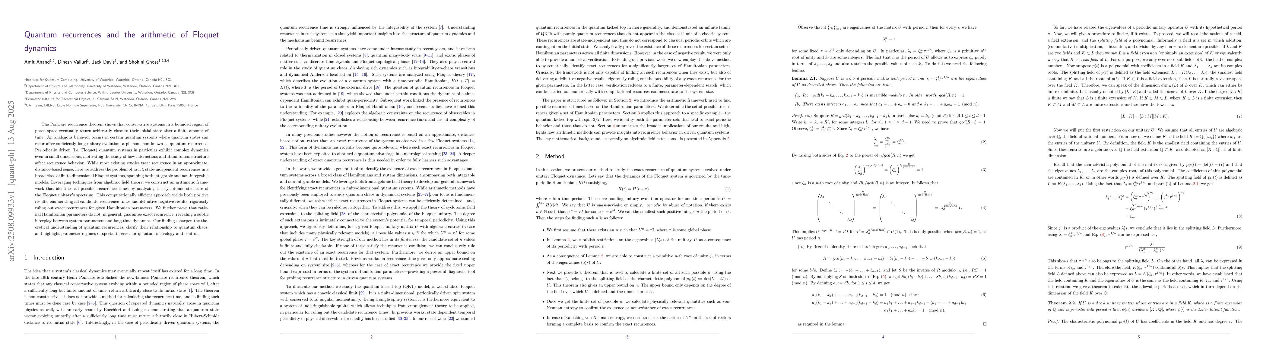 Thumbnail for Quantum recurrences and the arithmetic of Floquet dynamics