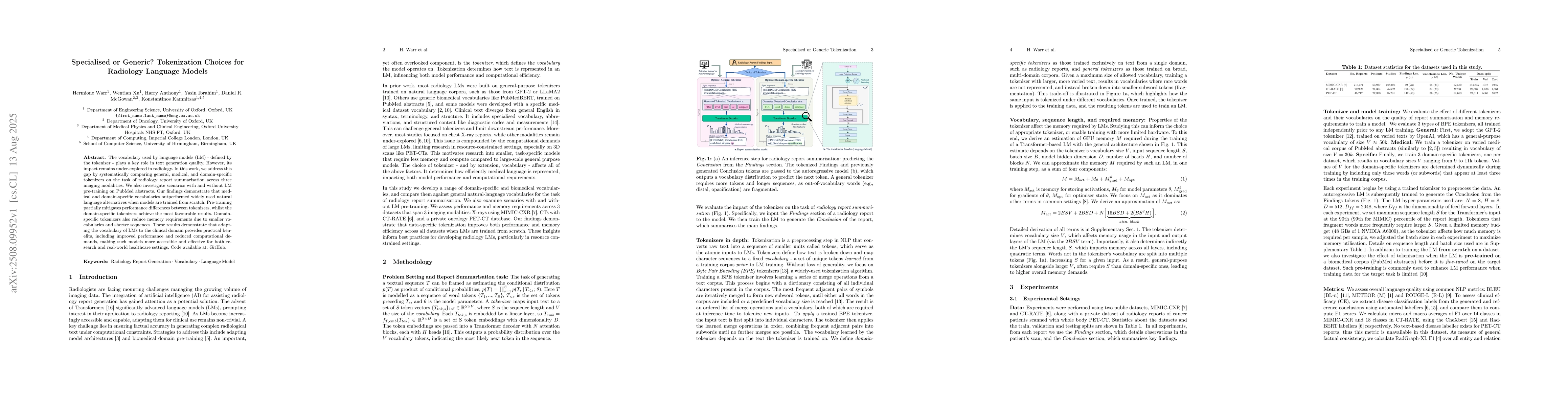 Thumbnail for Specialised or Generic? Tokenization Choices for Radiology Language
  Models