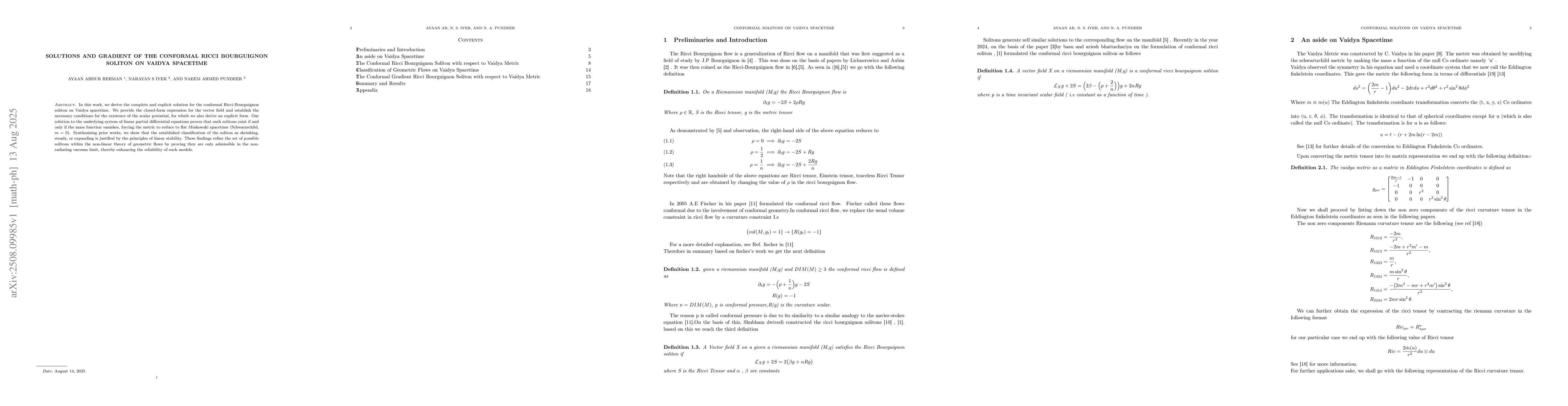 Thumbnail for Solutions And Gradient Of The Conformal Ricci Bourguignon Soliton On
  Vaidya Spacetime