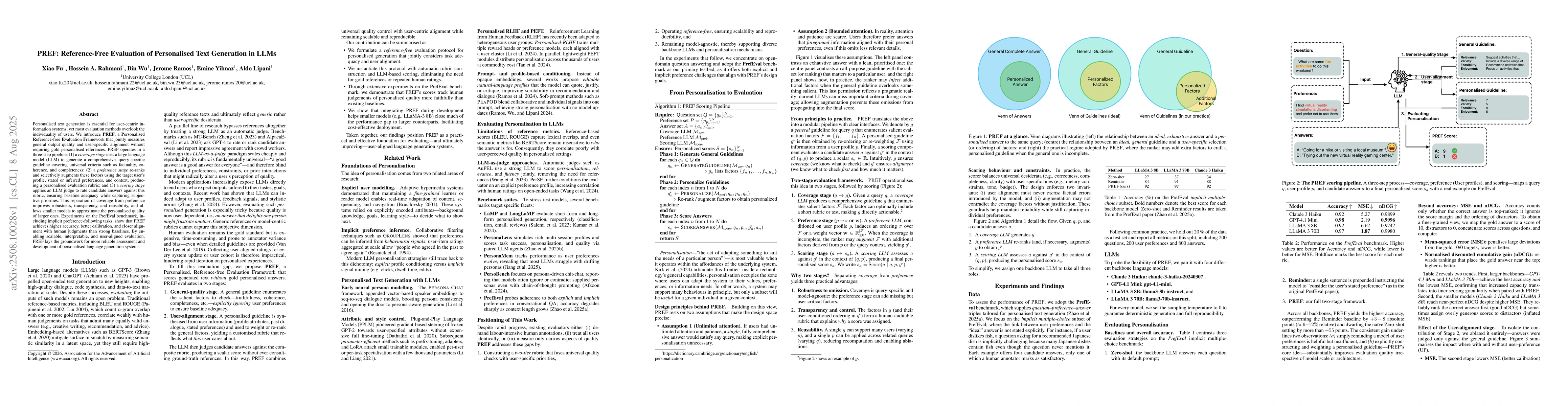 Thumbnail for PREF: Reference-Free Evaluation of Personalised Text Generation in LLMs