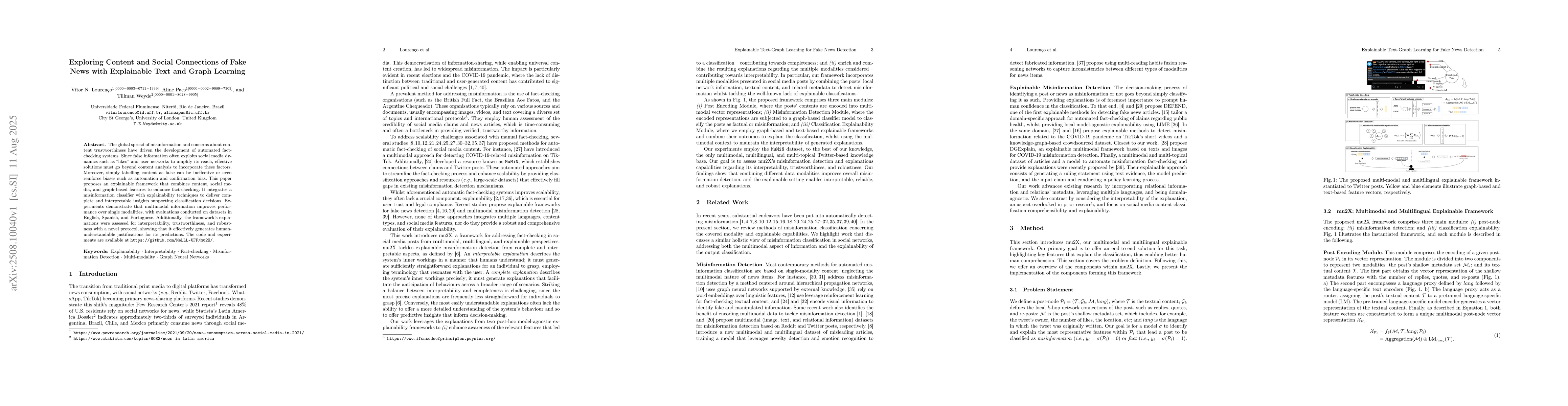 Thumbnail for Exploring Content and Social Connections of Fake News with Explainable
  Text and Graph Learning