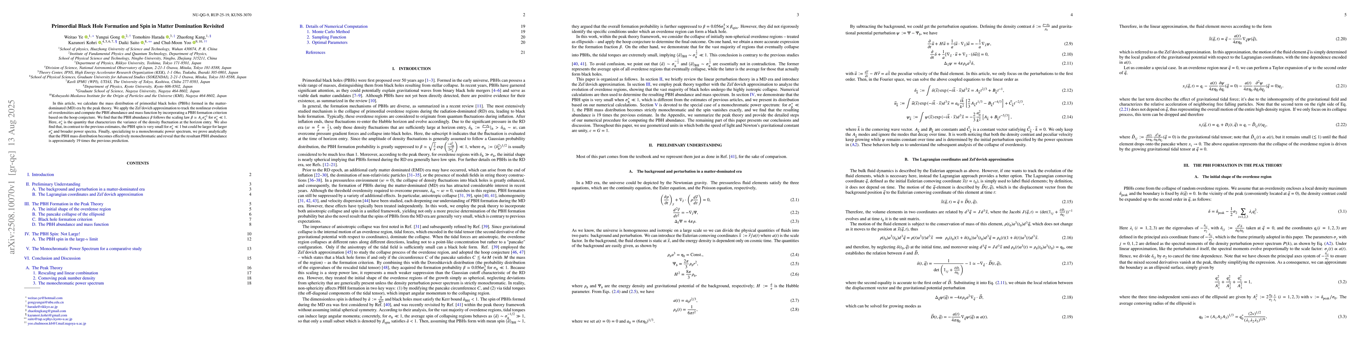 Thumbnail for Primordial Black Hole Formation and Spin in Matter Domination Revisited