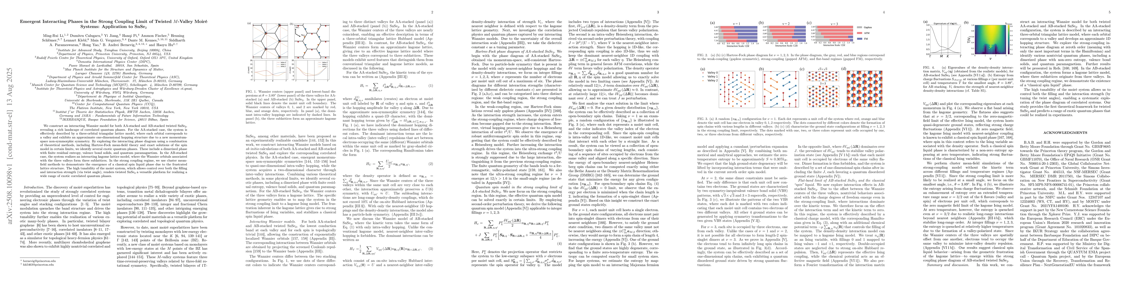 Thumbnail for Emergent Interacting Phases in the Strong Coupling Limit of Twisted
  M-Valley Moiré Systems: Application to SnSe${}_2$
