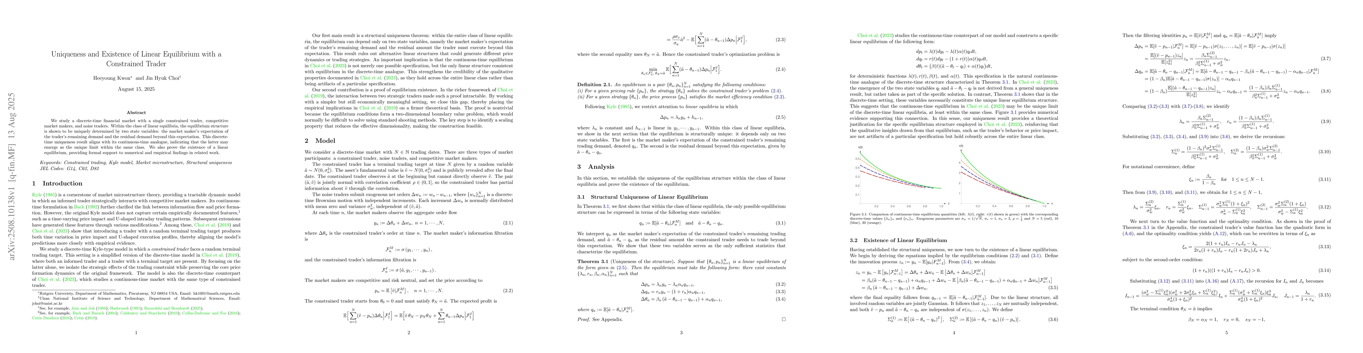 Thumbnail for Uniqueness and Existence of Linear Equilibrium with a Constrained Trader