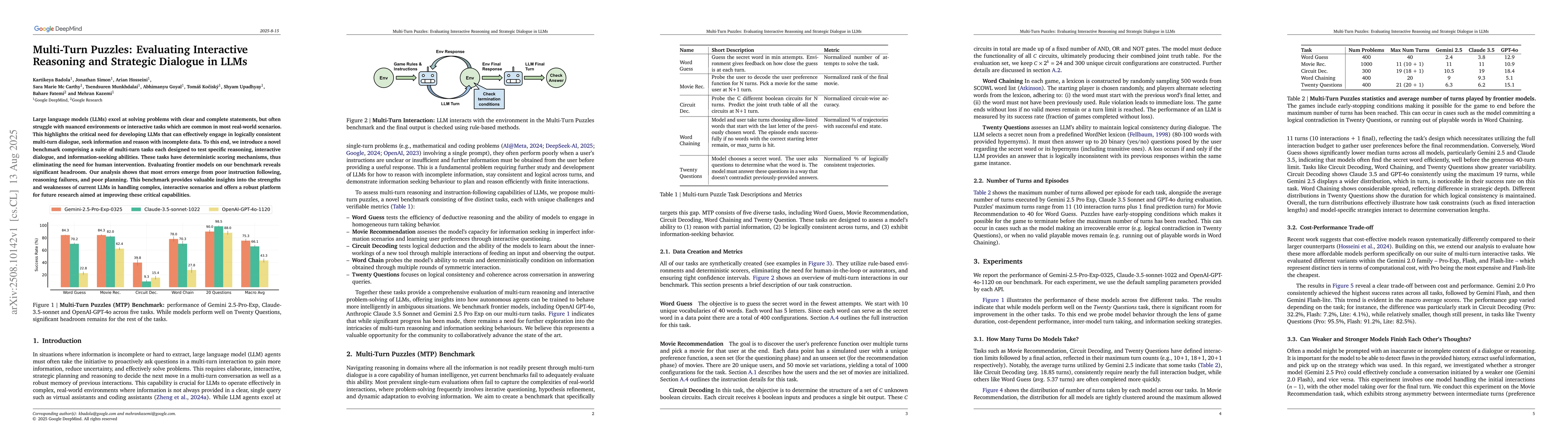 Thumbnail for Multi-Turn Puzzles: Evaluating Interactive Reasoning and Strategic
  Dialogue in LLMs