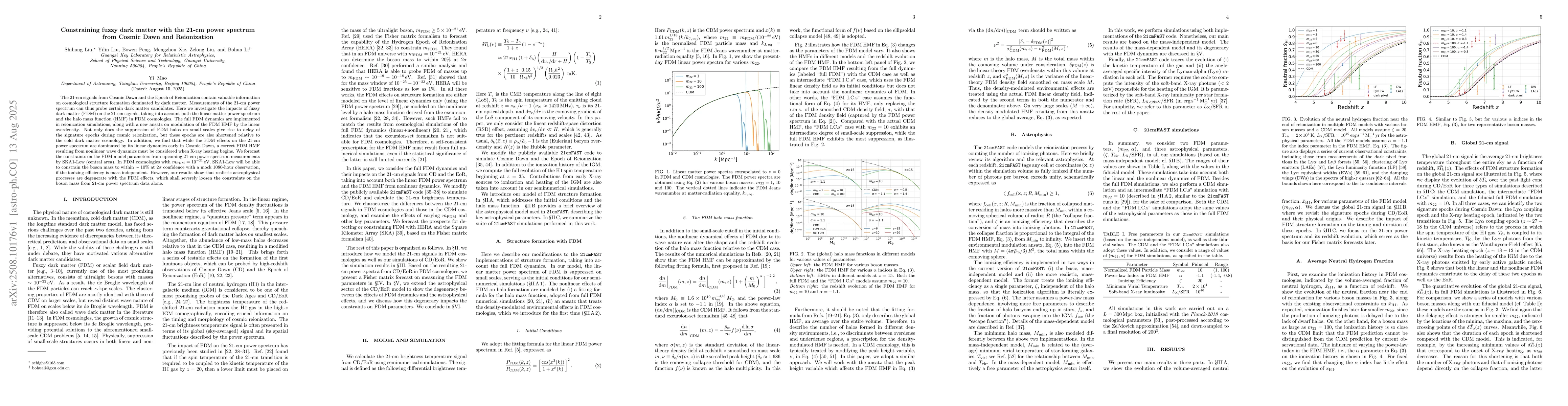Thumbnail for Constraining fuzzy dark matter with the 21-cm power spectrum from Cosmic
  Dawn and Reionization