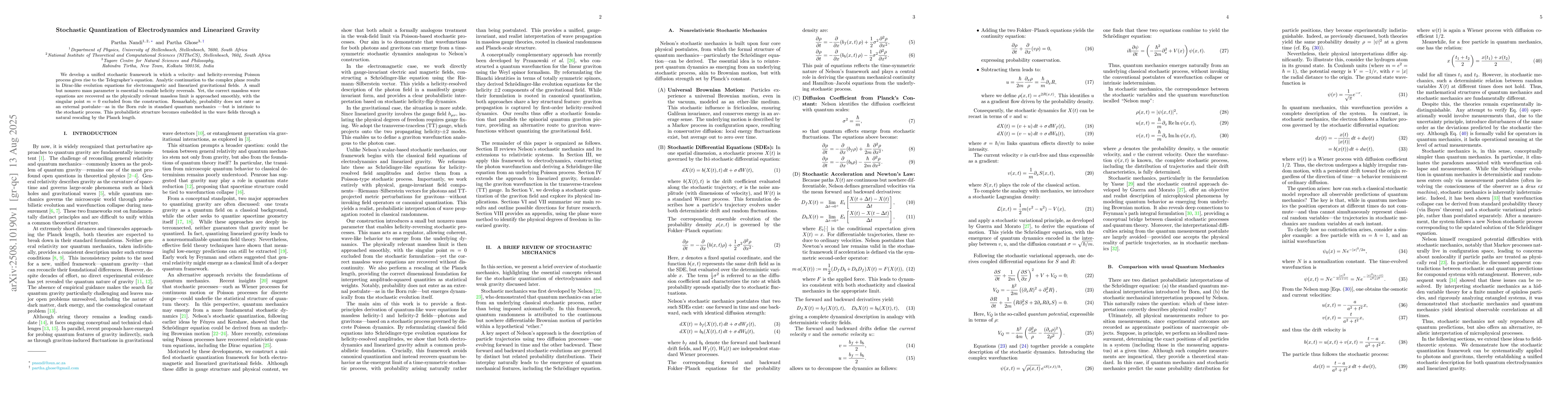 Thumbnail for Stochastic Quantization of Electrodynamics and Linearized Gravity