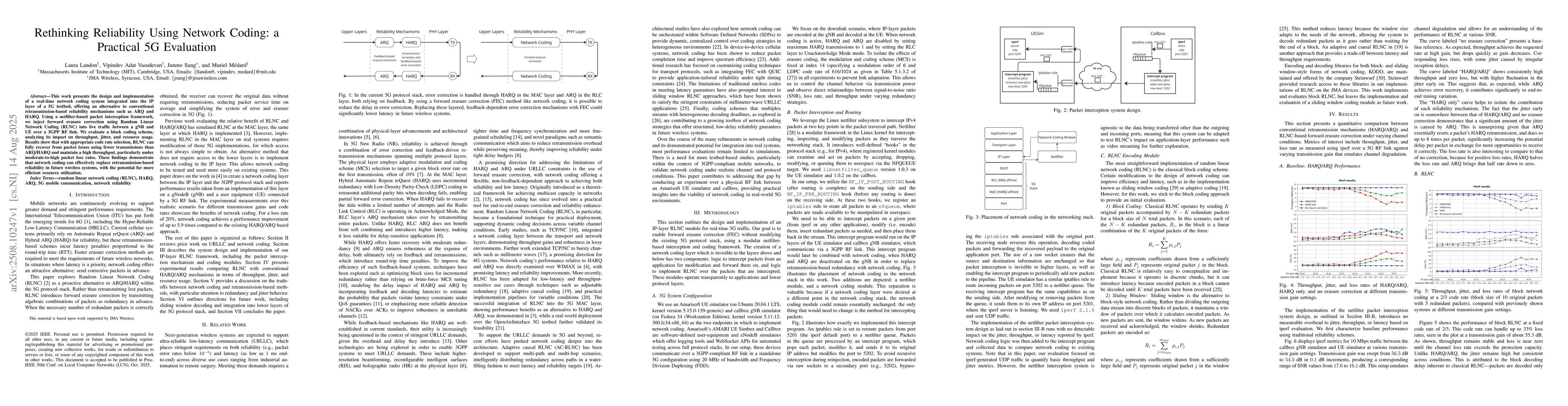 Thumbnail for Rethinking Reliability Using Network Coding: a Practical 5G Evaluation