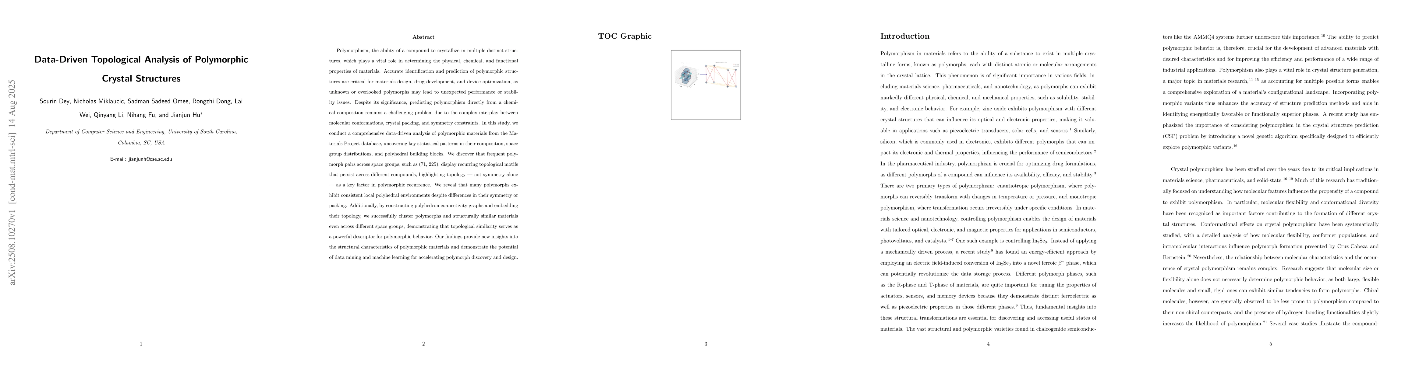 Thumbnail for Data-Driven Topological Analysis of Polymorphic Crystal Structures