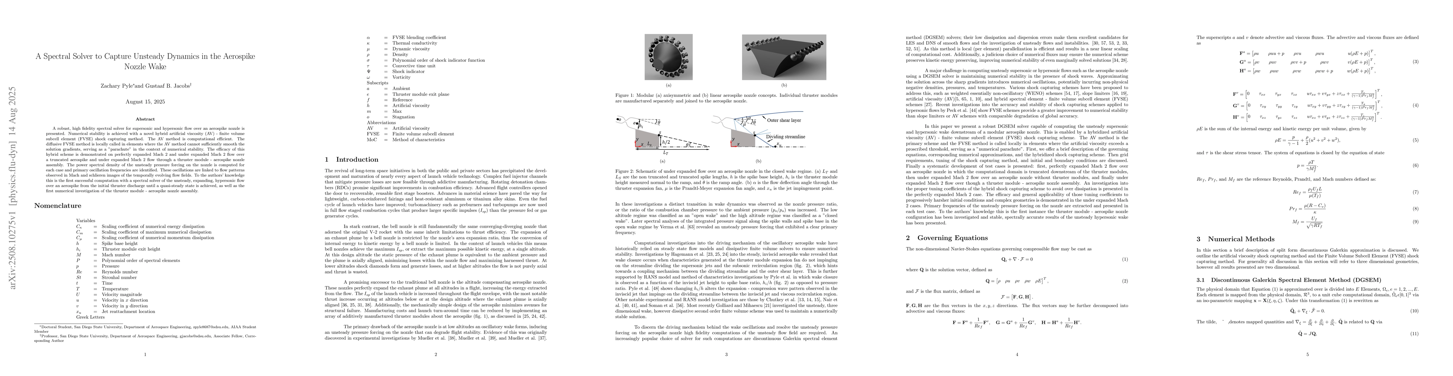 Thumbnail for A Spectral Solver to Capture Unsteady Dynamics in the Aerospike Nozzle
  Wake